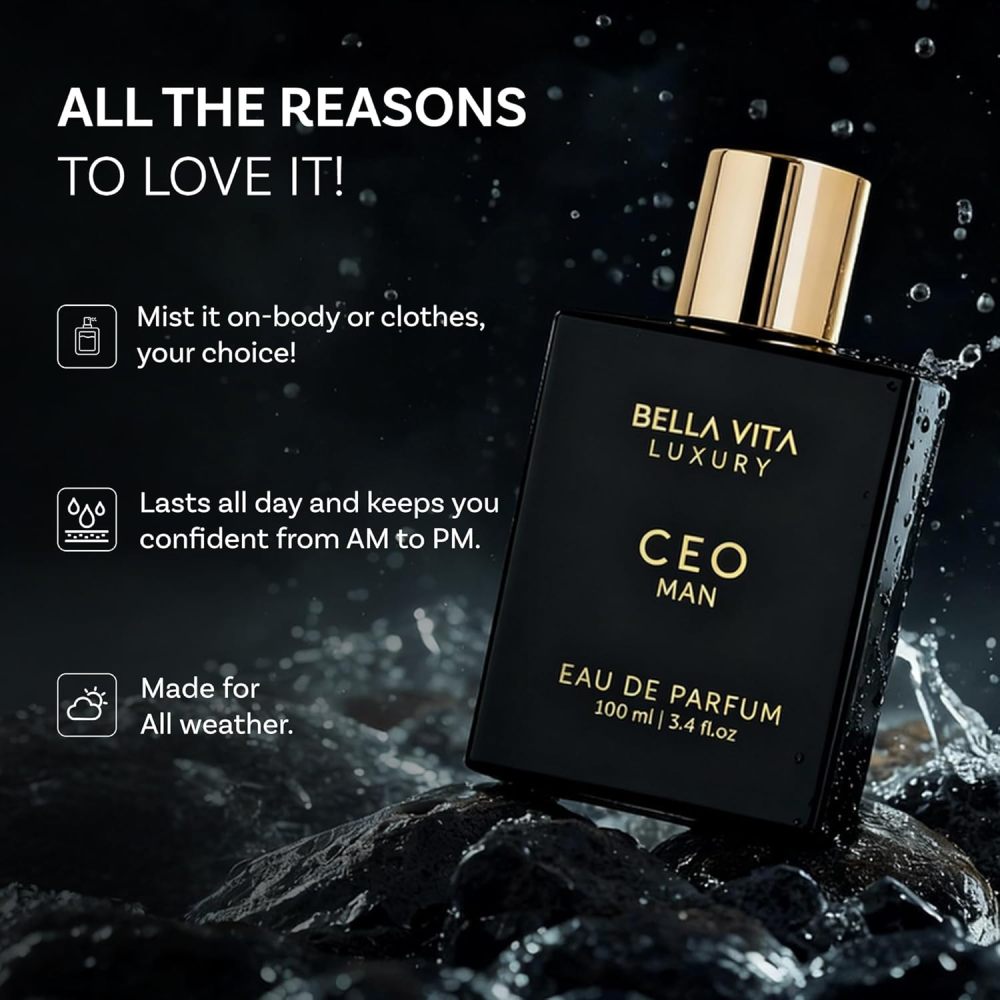 Bella Vita Luxury CEO MAN Eau de Parfum 100ml | Long-Lasting Citrus Aromatic Woody Men's Perfume