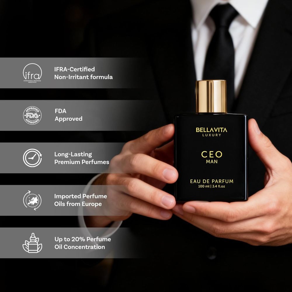 Bella Vita Luxury CEO MAN Eau de Parfum 100ml | Long-Lasting Citrus Aromatic Woody Men's Perfume