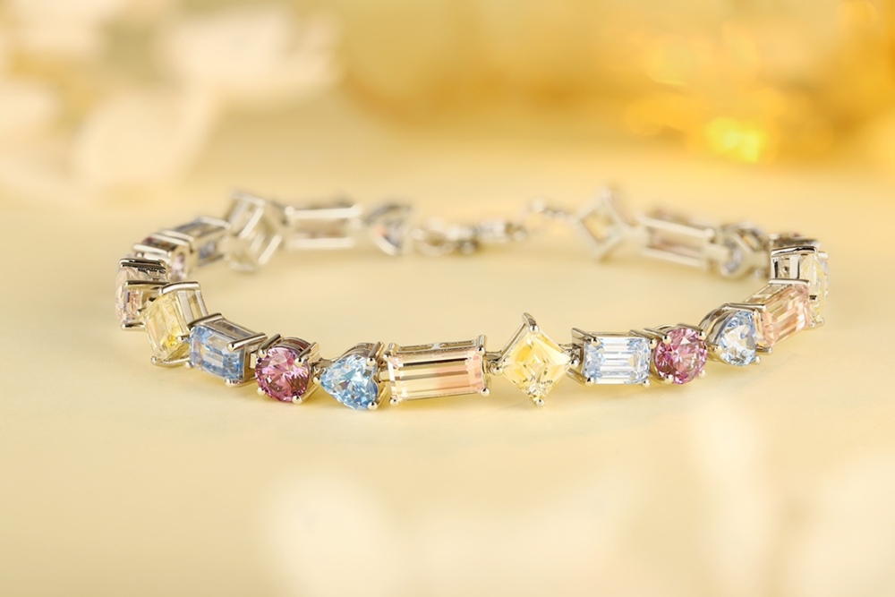 S925 Silver Bracelet with Colorful Zirconia