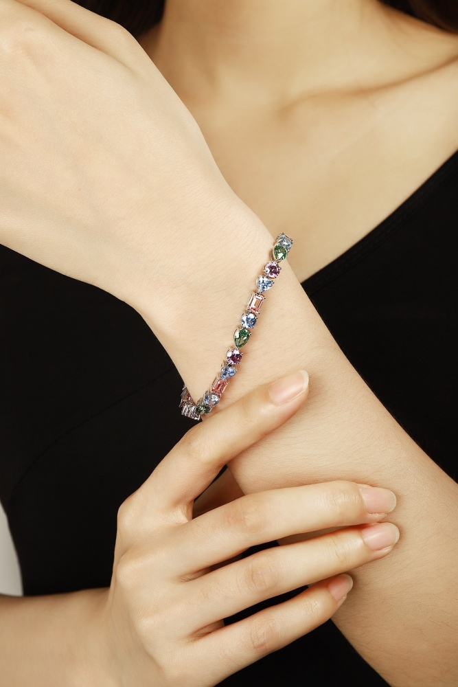 S925 Silver Bracelet with Colorful Zirconia