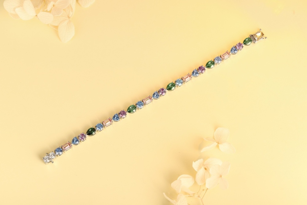 S925 Silver Bracelet with Colorful Zirconia