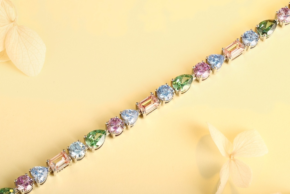 S925 Silver Bracelet with Colorful Zirconia