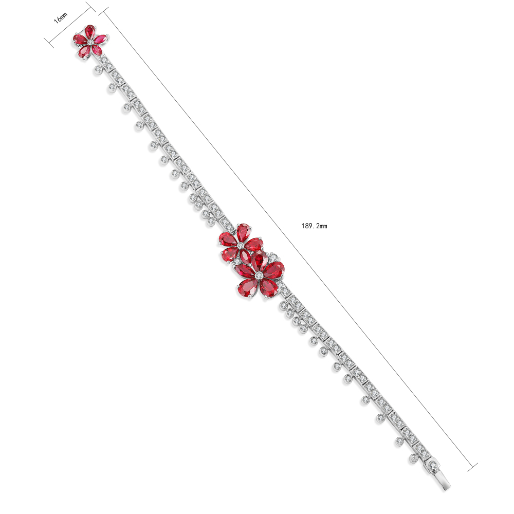 S925 Silver Lab-Grown Ruby Bracelet