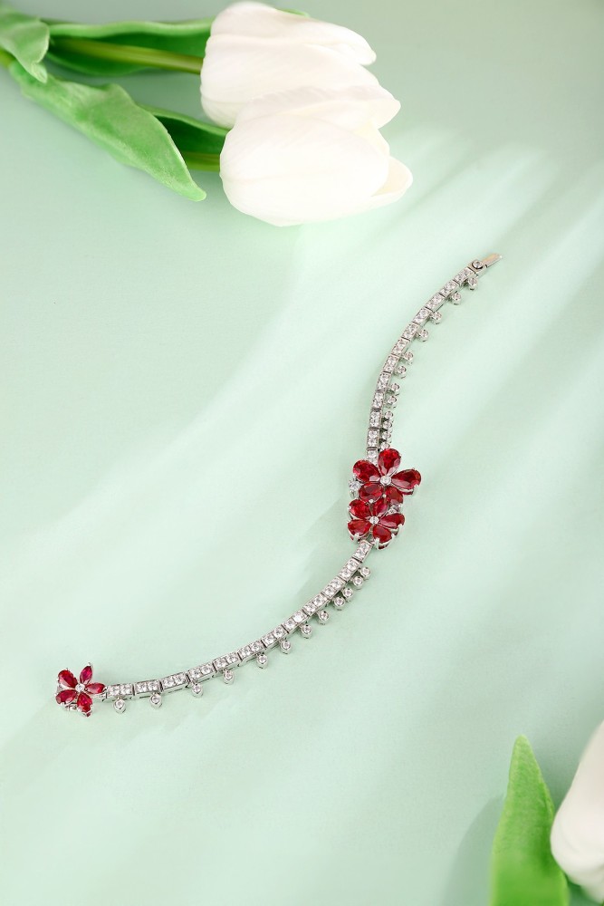 S925 Silver Lab-Grown Ruby Bracelet
