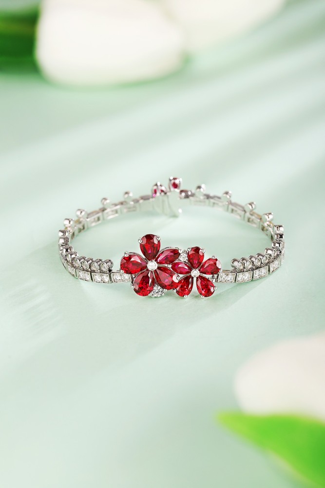 S925 Silver Lab-Grown Ruby Bracelet