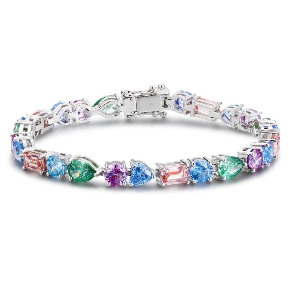 S925 Silver Bracelet with Colorful Zirconia