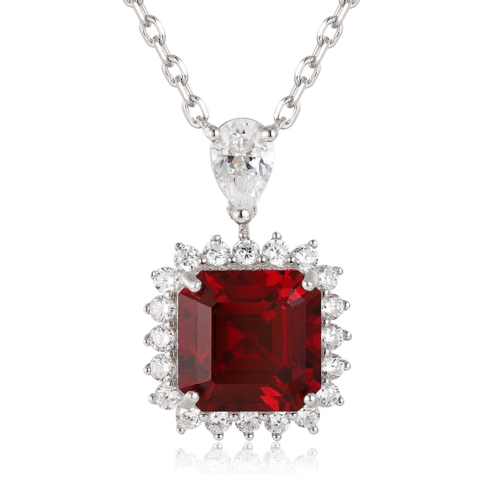 S925 silver cultured ruby ​​necklace y