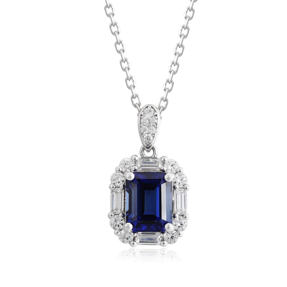S925 Silver Lab-Grown Sapphire Necklace