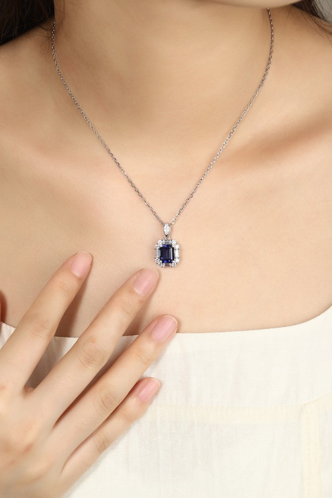 S925 Silver Lab-Grown Sapphire Necklace