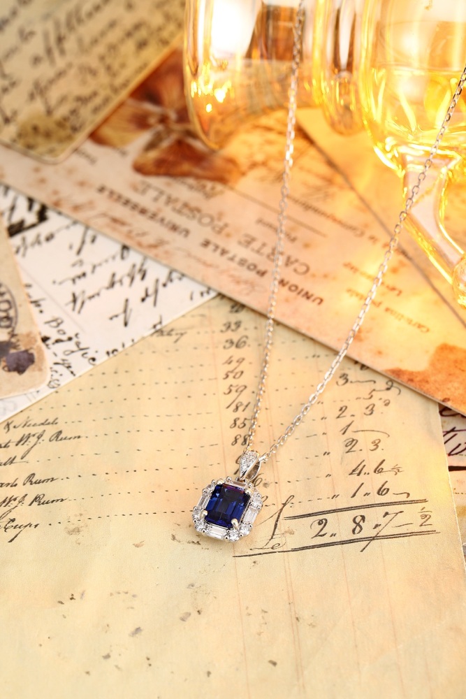S925 Silver Lab-Grown Sapphire Necklace