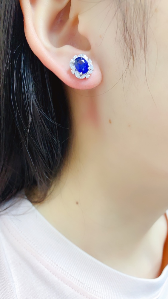S925 Silver Lab-Grown Sapphire Stud Earrings