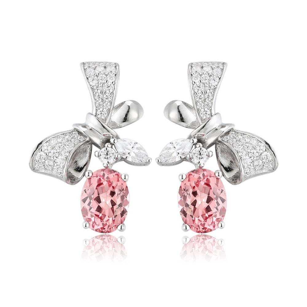 S925 silver cultured padparadscha earrings