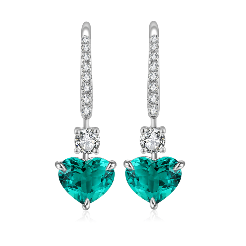 S925 Silver Lab-Grown Emerald Stud Earring