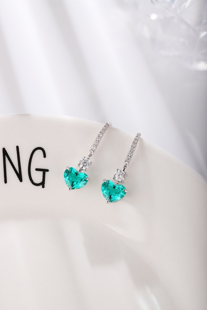 S925 Silver Lab-Grown Emerald Stud Earring