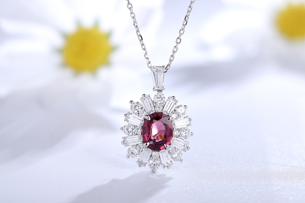 S925 Sterling Silver Natural Garnet Necklace y