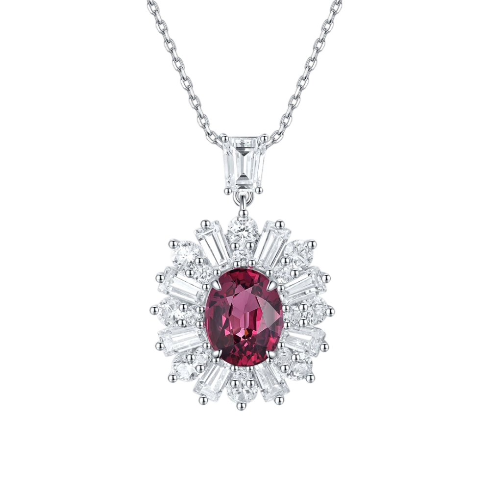 S925 Sterling Silver Natural Garnet Necklace y