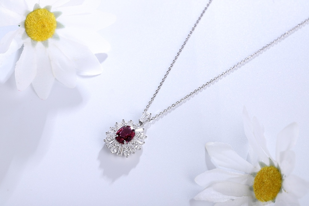 S925 Sterling Silver Natural Garnet Necklace y