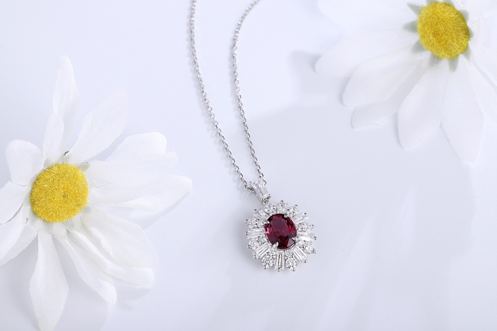 S925 Sterling Silver Natural Garnet Necklace y