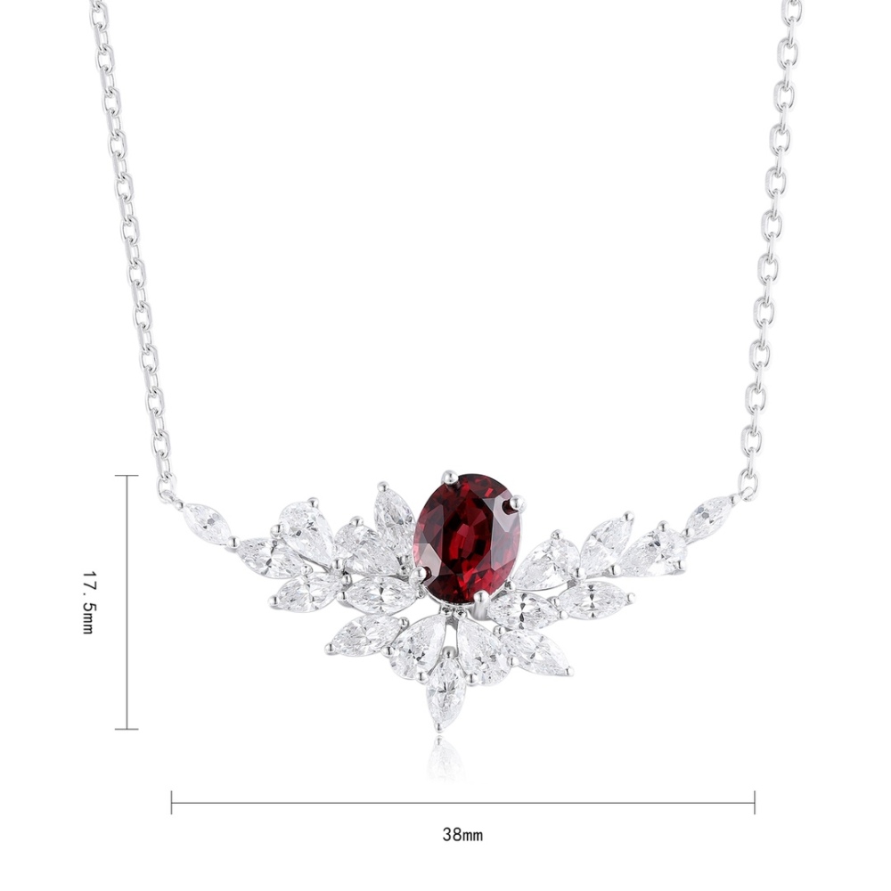 S925 Sterling Silver Natural Garnet Necklace Y
