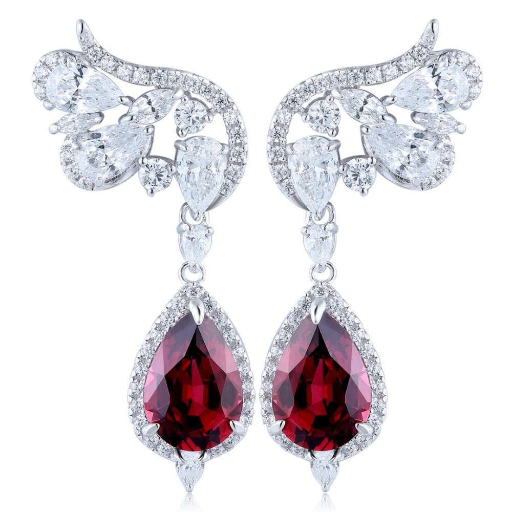S925 Silver Natural Garnet Stud Earrings