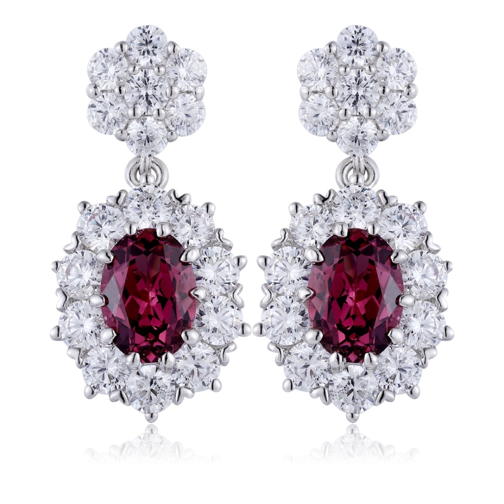 S925 Silver Natural Garnet Stud Earrings