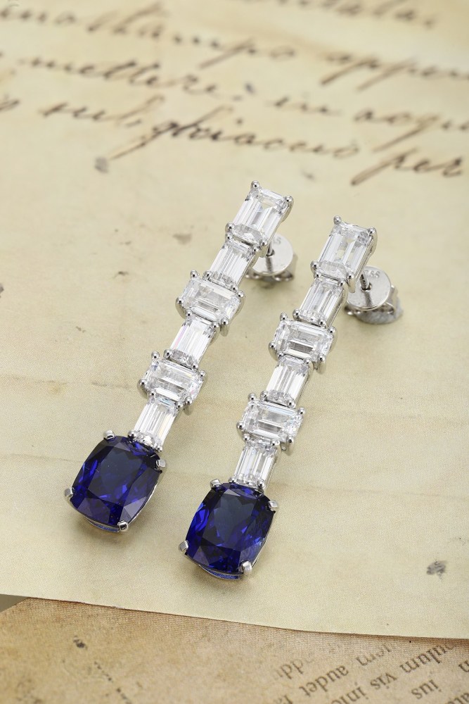 S925 Silver Lab-Grown Sapphire Stud Earrings