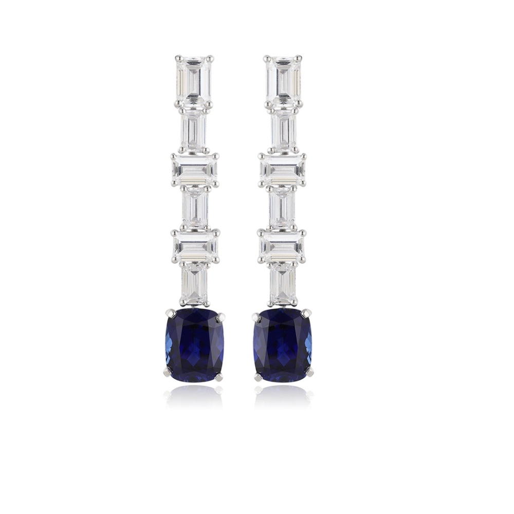 S925 Silver Lab-Grown Sapphire Stud Earrings