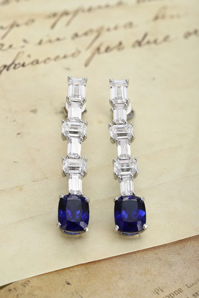 S925 Silver Lab-Grown Sapphire Stud Earrings