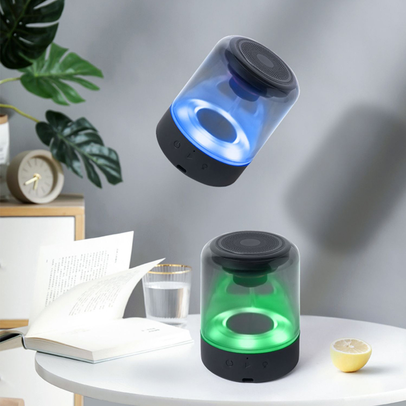 2021 mini BT speaker with wireless mic Quality sound Deep bass LED light show twin magnetic adsorption for Mobile phone