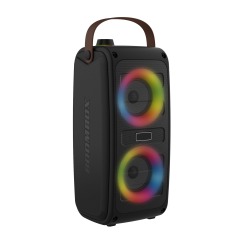 New arrived on line ship Boombox speaker with led display FM Radio Microphone Six kinds of led light Atmosphere lamp speaker