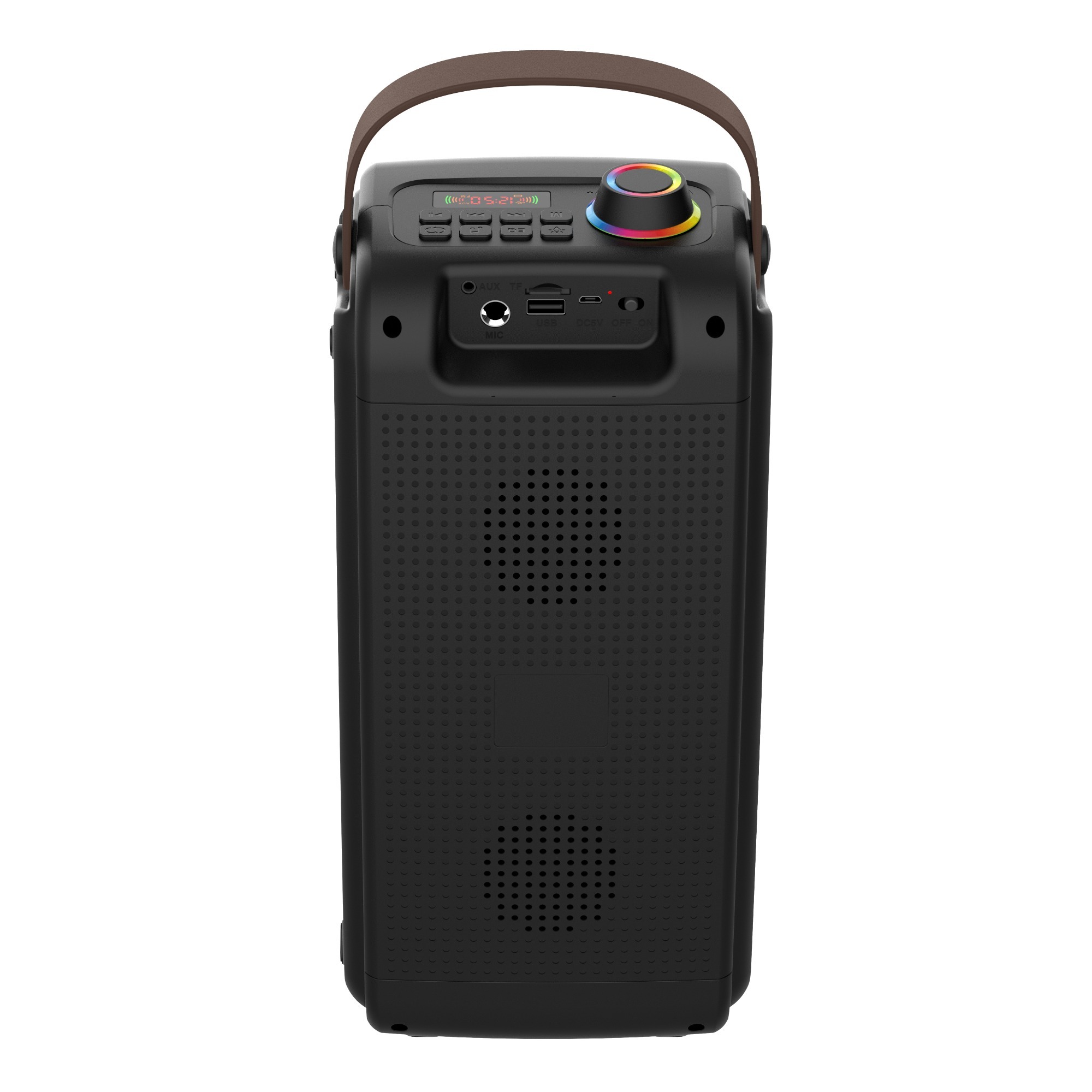 New arrived on line ship Boombox speaker with led display FM Radio Microphone Six kinds of led light Atmosphere lamp speaker