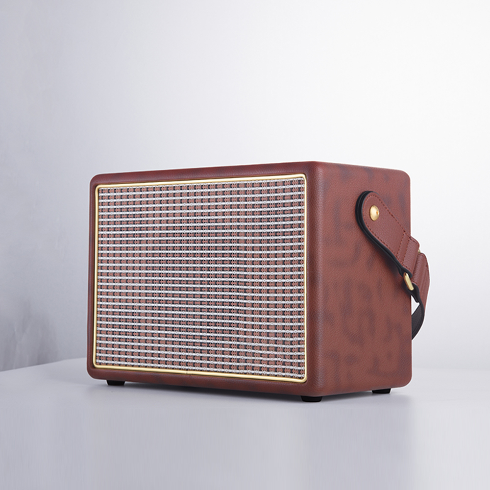Portable speaker 100W wireless microphone vintage memory speakers PU FM Radio Guitar smart speaker