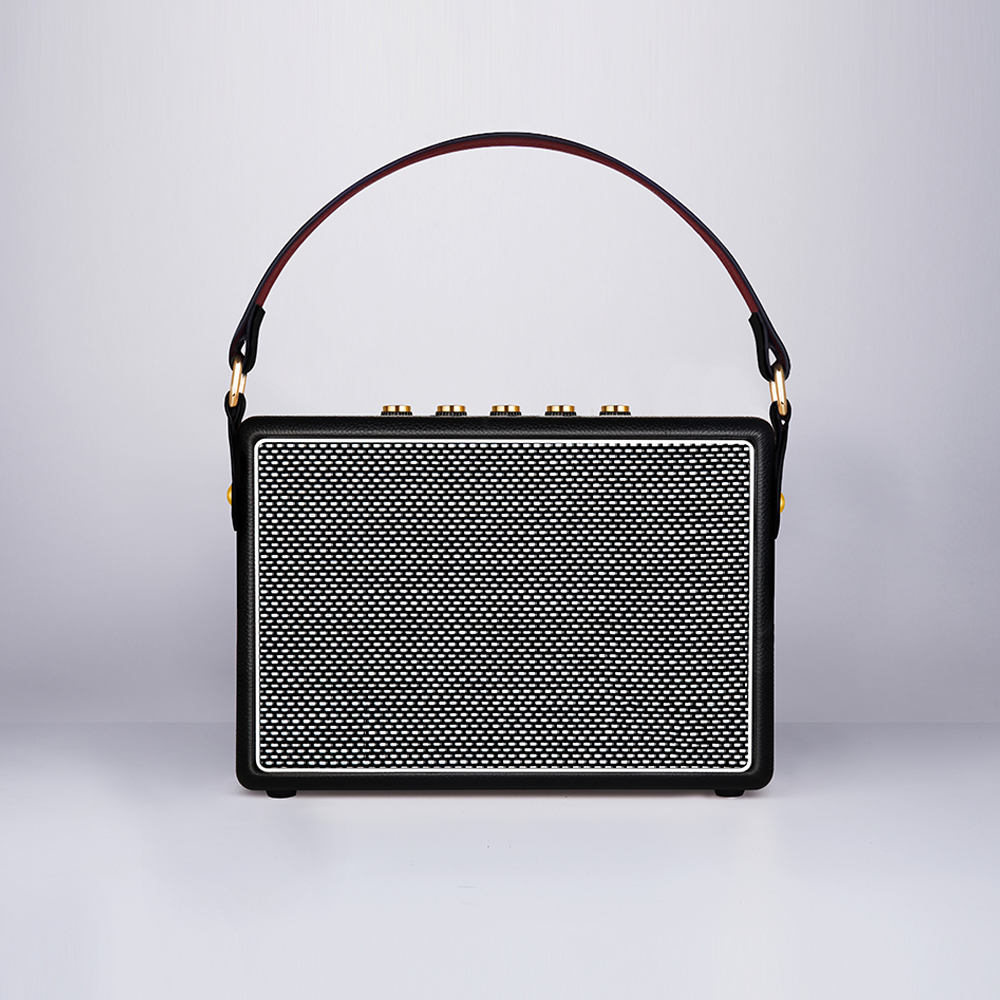 Portable speaker 100W wireless microphone vintage memory speakers PU FM Radio Guitar smart speaker