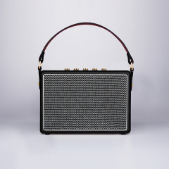 Portable speaker 100W wireless microphone vintage memory speakers PU FM Radio Guitar smart speaker