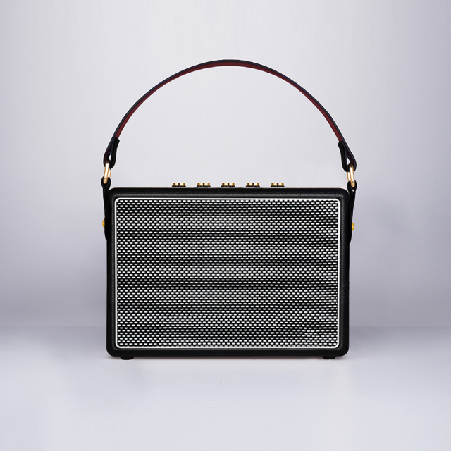 Portable speaker 100W wireless microphone vintage memory speakers PU FM Radio Guitar smart speaker