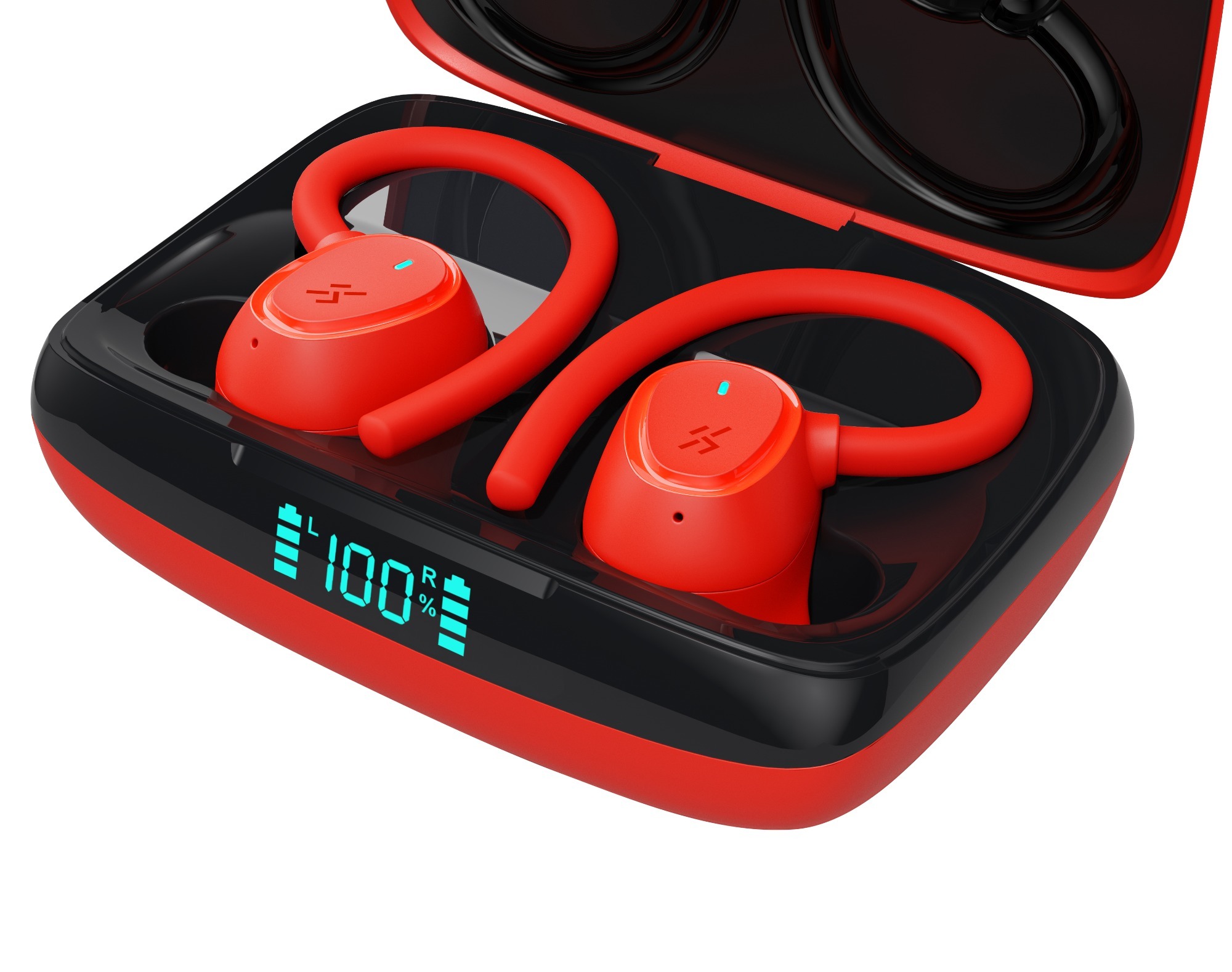 5.1 Wireless Earbuds Deep Bass Sound 8H Playtime Call Clear LCD Display, Ear Hook earring hooks gaming earbud for Sports/Working