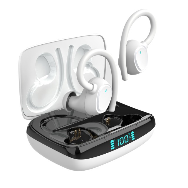 5.1 Wireless Earbuds Deep Bass Sound 8H Playtime Call Clear LCD Display, Ear Hook earring hooks gaming earbud for Sports/Working