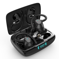5.1 Wireless Earbuds Deep Bass Sound 8H Playtime Call Clear LCD Display, Ear Hook earring hooks gaming earbud for Sports/Working