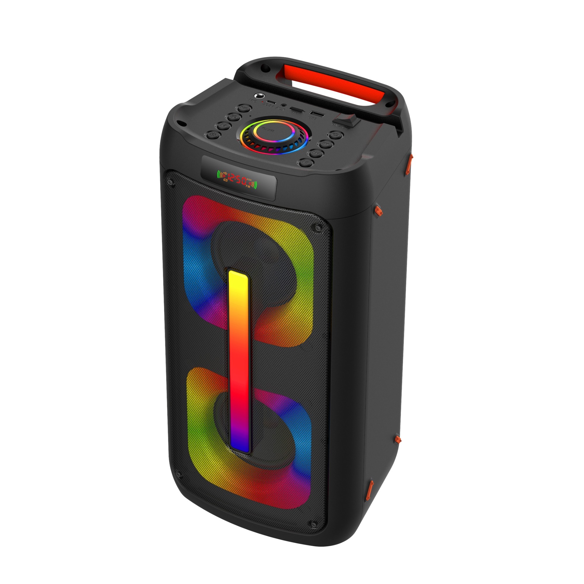 40w Powerful Dual 4inch Deep bass 2.1Channl System Music Party Speaker Record,EQ,AUX,FM BT5.0 Wireless Mic for outdoor Camping