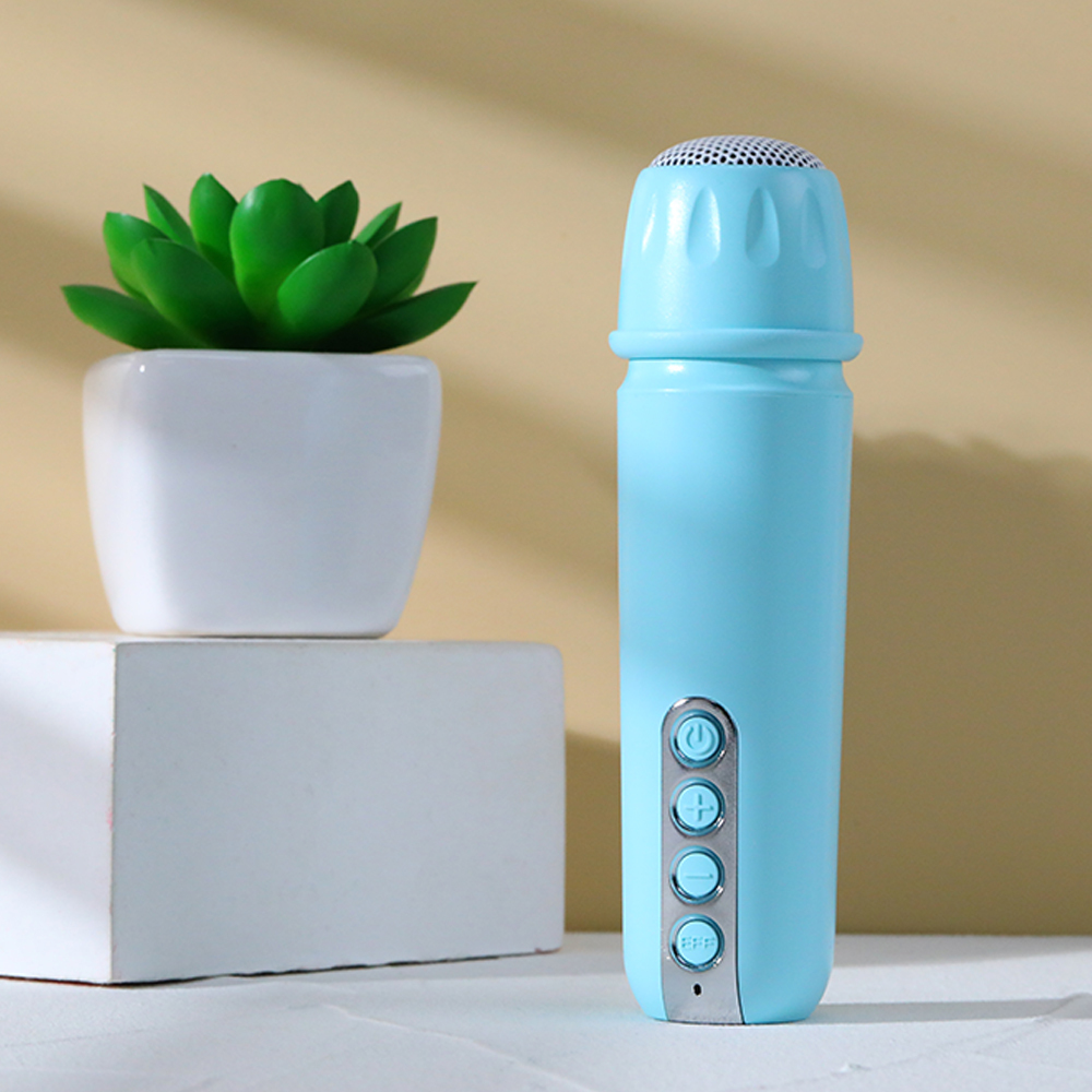 Latest adorable mini speaker ktv wireless mic with button to adjust volume mini wireless BT speaker Priority Promotional for Kid