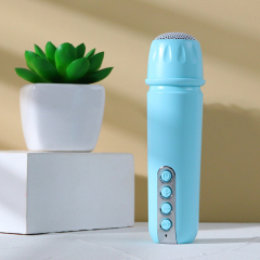 Latest adorable mini speaker ktv wireless mic with button to adjust volume mini wireless BT speaker Priority Promotional for Kid
