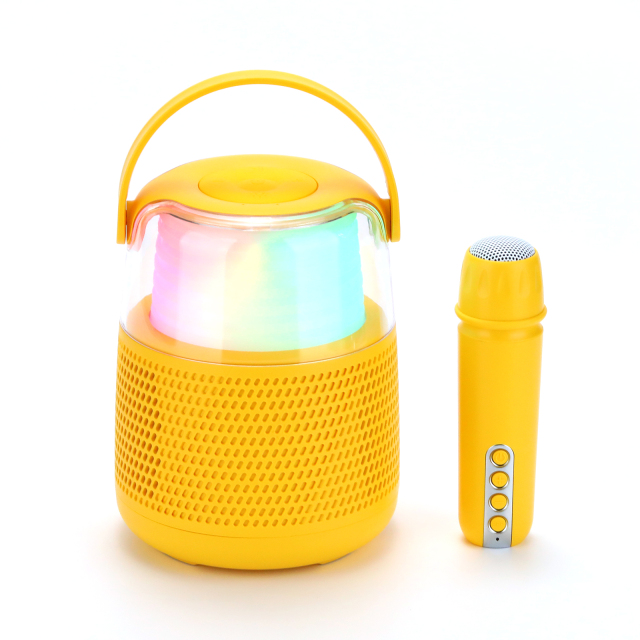 Latest adorable mini speaker ktv wireless mic with button to adjust volume mini wireless BT speaker Priority Promotional for Kid