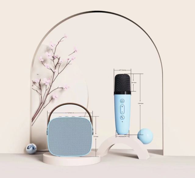 Girlish mini wireless premium karaoke speaker TWS AUX TF Card phone call with mini wireless microphone BT speaker