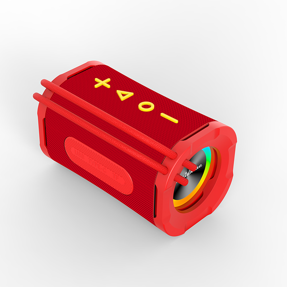 Premium 10W Fabric Bluetooth Speaker with Dual Passive Radiators, Dynamic RGB Sync, and TWS Stereo Capability