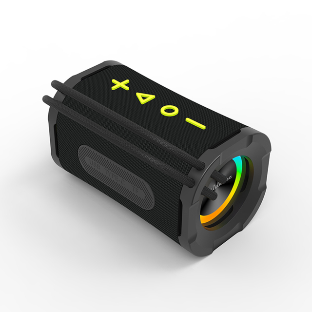 Premium 10W Fabric Bluetooth Speaker with Dual Passive Radiators, Dynamic RGB Sync, and TWS Stereo Capability