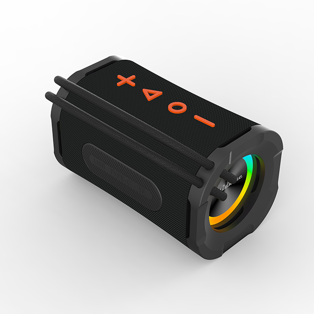 Premium 10W Fabric Bluetooth Speaker with Dual Passive Radiators, Dynamic RGB Sync, and TWS Stereo Capability