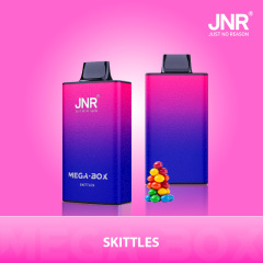 JNR Skittles pod kit, featuring a Mega Box vape with 25K puffs and a sweet Skittles flavor.