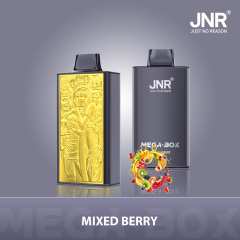 JNR Mega Box Vape packaging featuring Mixed Berry flavor, offering 25K puffs for a flavorful vaping experience.