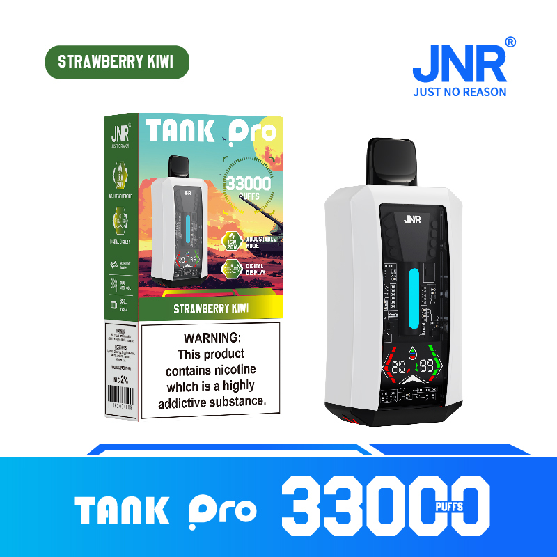 JNR Tank Pro, designed for 33,000 puffs, delivers a delicious strawberry kiwi flavor for a satisfying vape.