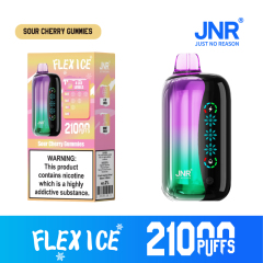 JNR Flex Ice Vape device featuring Sour Cherry Gummies flavor, offering 21,000 puffs for an exhilirating experience.